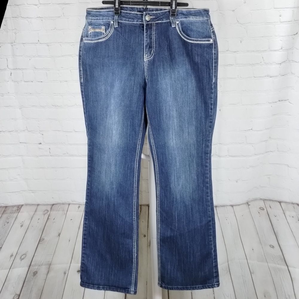 Avenue Denim Stretchy Jewel Embroidered Bootcut